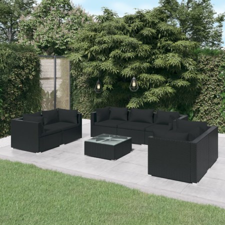 8-piece garden furniture set and black synthetic rattan cushions by vidaXL, Garden sets - Ref: Foro24-3102272, Price: 668,28 ...