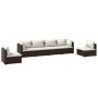 Set muebles de jardín 6 piezas y cojines ratán sintético marrón de vidaXL, Conjuntos de jardín - Ref: Foro24-3102202, Precio:...