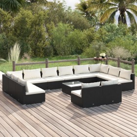 Gartenmöbel-Set, 13-teilig, schwarze Kissen aus synthetischem Rattan von vidaXL, Gartensets - Ref: Foro24-3102143, Preis: 1,0...