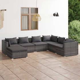 7-teiliges Gartenmöbel-Set und graue synthetische Rattankissen von vidaXL, Gartensets - Ref: Foro24-3101837, Preis: 730,07 €,...