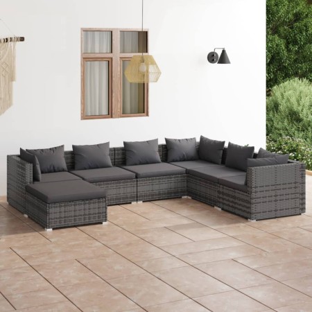 7-teiliges Gartenmöbel-Set und graue synthetische Rattankissen von vidaXL, Gartensets - Ref: Foro24-3101837, Preis: 696,91 €,...