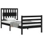 Bed frame with black solid wood headboard 90x200 cm by vidaXL, Beds and slatted bases - Ref: Foro24-3194300, Price: 122,80 €,...