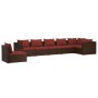 Set muebles de jardín 7 piezas y cojines ratán sintético marrón de vidaXL, Conjuntos de jardín - Ref: Foro24-3102339, Precio:...