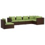 Set muebles de jardín 6 piezas y cojines ratán sintético marrón de vidaXL, Conjuntos de jardín - Ref: Foro24-3102324, Precio:...