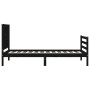 Bed frame with black solid wood headboard 90x200 cm by vidaXL, Beds and slatted bases - Ref: Foro24-3194300, Price: 122,80 €,...