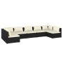 Set de muebles de jardín 7 pzas y cojines ratán sintético negro de vidaXL, Conjuntos de jardín - Ref: Foro24-3101887, Precio:...