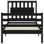 Bed frame with black solid wood headboard 90x200 cm by vidaXL, Beds and slatted bases - Ref: Foro24-3194300, Price: 122,80 €,...