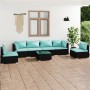 Set de muebles de jardín 7 pzas y cojines ratán sintético negro de vidaXL, Conjuntos de jardín - Ref: Foro24-3102217, Precio:...