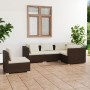 Set muebles de jardín 5 piezas y cojines ratán sintético marrón de vidaXL, Conjuntos de jardín - Ref: Foro24-3102314, Precio:...