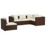 Set muebles de jardín 5 piezas y cojines ratán sintético marrón de vidaXL, Conjuntos de jardín - Ref: Foro24-3102314, Precio:...