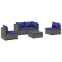 Gartensofa Set 5 Stück und Kissen synthetisches Rattan grau von vidaXL, Gartensets - Ref: Foro24-3102182, Preis: 312,99 €, Ra...