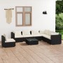 Set de muebles de jardín 8 pzas y cojines ratán sintético negro de vidaXL, Conjuntos de jardín - Ref: Foro24-3102359, Precio:...