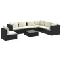 Set de muebles de jardín 8 pzas y cojines ratán sintético negro de vidaXL, Conjuntos de jardín - Ref: Foro24-3102359, Precio:...