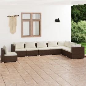 8-teiliges Gartenmöbel-Set und braune synthetische Rattankissen von vidaXL, Gartensets - Ref: Foro24-3102370, Preis: 882,08 €...