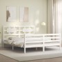 Estructura de cama con cabecero madera maciza blanco 160x200 cm de vidaXL, Camas y somieres - Ref: Foro24-3194452, Precio: 14...