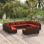 Set de muebles de jardín 11 pzas cojines ratán sintético marrón de vidaXL, Conjuntos de jardín - Ref: Foro24-3102123, Precio:...