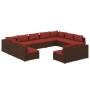 Set de muebles de jardín 11 pzas cojines ratán sintético marrón de vidaXL, Conjuntos de jardín - Ref: Foro24-3102123, Precio:...