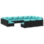 Set de muebles de jardín 13 pzas cojines ratán sintético negro de vidaXL, Conjuntos de jardín - Ref: Foro24-3102153, Precio: ...