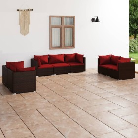 Garden furniture set 7 pieces with brown synthetic rattan cushions by vidaXL, Garden sets - Ref: Foro24-3102267, Price: 550,9...