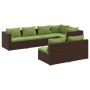 Set muebles de jardín 7 piezas y cojines ratán sintético marrón de vidaXL, Conjuntos de jardín - Ref: Foro24-3102388, Precio:...