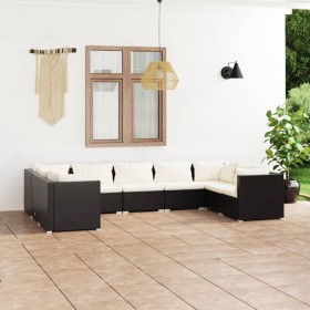 9-teiliges Gartenmöbel-Set und schwarze synthetische Rattankissen von vidaXL, Gartensets - Ref: Foro24-3101967, Preis: 861,47...