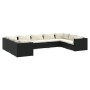 Set de muebles de jardín 9 pzas y cojines ratán sintético negro de vidaXL, Conjuntos de jardín - Ref: Foro24-3101967, Precio:...