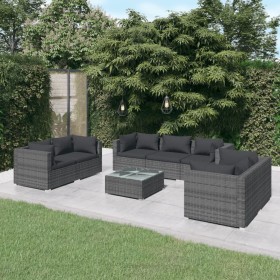 8-piece garden furniture set and gray synthetic rattan cushions by vidaXL, Garden sets - Ref: Foro24-3102277, Price: 751,69 €...