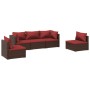 Set muebles de jardín 5 piezas y cojines ratán sintético marrón de vidaXL, Conjuntos de jardín - Ref: Foro24-3102187, Precio:...