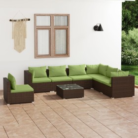 8-teilige Gartensofagarnitur und braune synthetische Rattankissen von vidaXL, Gartensets - Ref: Foro24-3102364, Preis: 692,99...