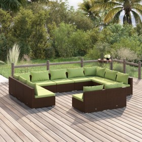 Gartenmöbelset 11-teilig mit braunen synthetischen Rattankissen von vidaXL, Gartensets - Ref: Foro24-3102124, Preis: 1,00 €, ...