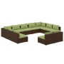 Set muebles de jardín 11 piezas cojines ratán sintético marrón de vidaXL, Conjuntos de jardín - Ref: Foro24-3102124, Precio: ...