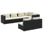 Set de muebles de jardín 7 pzas y cojines ratán sintético negro de vidaXL, Conjuntos de jardín - Ref: Foro24-3102383, Precio:...