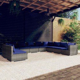 10-piece garden furniture set and gray synthetic rattan cushions by vidaXL, Garden sets - Ref: Foro24-3102438, Price: 660,99 ...