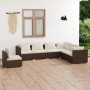 Set muebles de jardín 7 piezas y cojines ratán sintético marrón de vidaXL, Conjuntos de jardín - Ref: Foro24-3102354, Precio:...