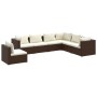 Set muebles de jardín 7 piezas y cojines ratán sintético marrón de vidaXL, Conjuntos de jardín - Ref: Foro24-3102354, Precio:...