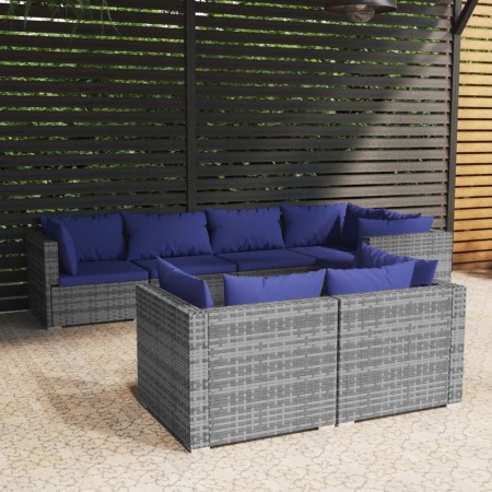 7-piece garden furniture set and gray synthetic rattan cushions by vidaXL, Garden sets - Ref: Foro24-3102478, Price: 544,88 €...