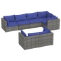 Set de muebles de jardín 7 pzas y cojines ratán sintético gris de vidaXL, Conjuntos de jardín - Ref: Foro24-3102478, Precio: ...