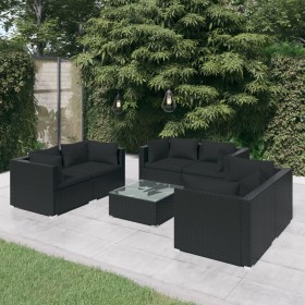 7-teiliges Gartenmöbel-Set und schwarze synthetische Rattankissen von vidaXL, Gartensets - Ref: Foro24-3102304, Preis: 561,99...