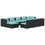 Set de muebles de jardín 10 pzas cojines ratán sintético negro de vidaXL, Conjuntos de jardín - Ref: Foro24-3102017, Precio: ...