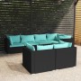 Set de muebles de jardín y cojines 7 pzas ratán sintético negro de vidaXL, Conjuntos de jardín - Ref: Foro24-3102473, Precio:...