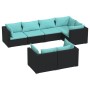 Set de muebles de jardín y cojines 7 pzas ratán sintético negro de vidaXL, Conjuntos de jardín - Ref: Foro24-3102473, Precio:...