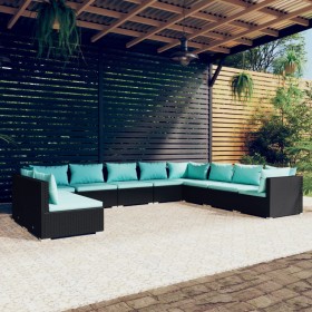 Gartenmöbel-Set 10 Stück schwarze synthetische Rattankissen von vidaXL, Gartensets - Ref: Foro24-3102433, Preis: 970,99 €, Ra...