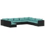 Set de muebles de jardín 10 pzas cojines ratán sintético negro de vidaXL, Conjuntos de jardín - Ref: Foro24-3102433, Precio: ...