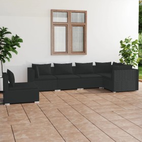 Gartenmöbel Set 6 Stück und Kissen Kunststoff Rattan schwarz von vidaXL, Gartensets - Ref: Foro24-3102320, Preis: 791,05 €, R...