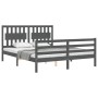 Estructura de cama matrimonio con cabecero madera maciza gris de vidaXL, Camas y somieres - Ref: Foro24-3194318, Precio: 171,...