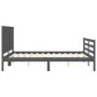 Estructura de cama matrimonio con cabecero madera maciza gris de vidaXL, Camas y somieres - Ref: Foro24-3194318, Precio: 171,...