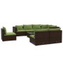 Set muebles de jardín 9 piezas y cojines ratán sintético marrón de vidaXL, Conjuntos de jardín - Ref: Foro24-3102556, Precio:...