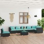 Set de muebles de jardín 8 pzas y cojines ratán sintético negro de vidaXL, Conjuntos de jardín - Ref: Foro24-3102345, Precio:...