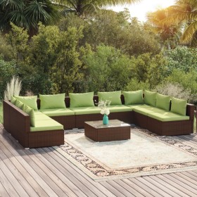 Gartenmöbel-Set 10-teilig und braune synthetische Rattankissen von vidaXL, Gartensets - Ref: Foro24-3101916, Preis: 947,99 €,...