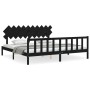 Bed frame with black solid wood headboard 200x200 cm by vidaXL, Beds and slatted bases - Ref: Foro24-3193490, Price: 203,84 €...